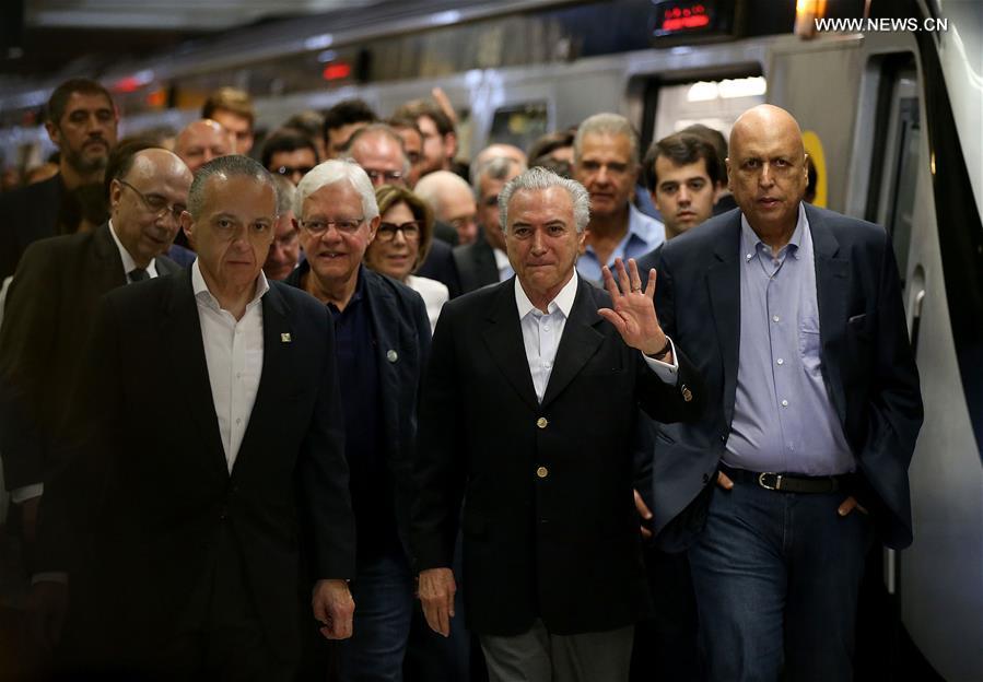（里约奥运会）（10）特梅尔出席里约地铁4号线通车仪式