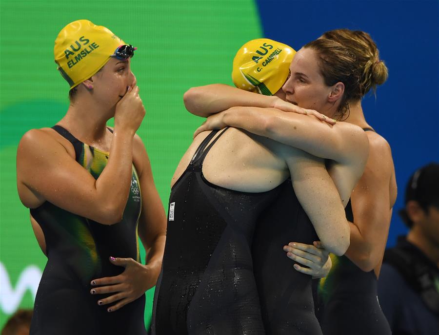 （里约奥运会·夺冠一刻）（11）游泳——女子4x100米自由泳接力：澳大利亚夺冠