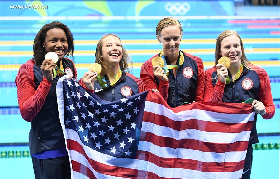 （里约奥运会·领奖台）（6）游泳——女子4x100米混合泳接力赛颁奖仪式