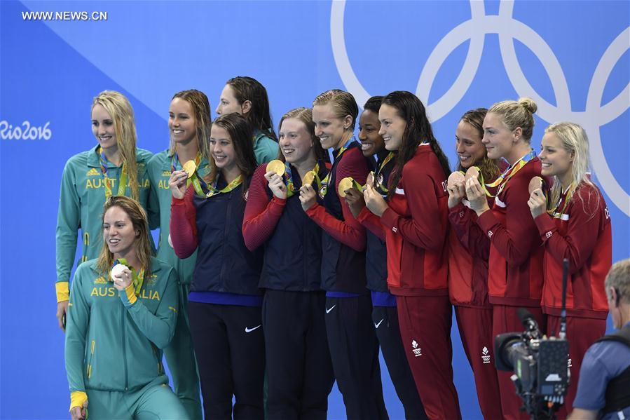 （里约奥运会·领奖台）（3）游泳——女子4x100米混合泳接力赛颁奖仪式