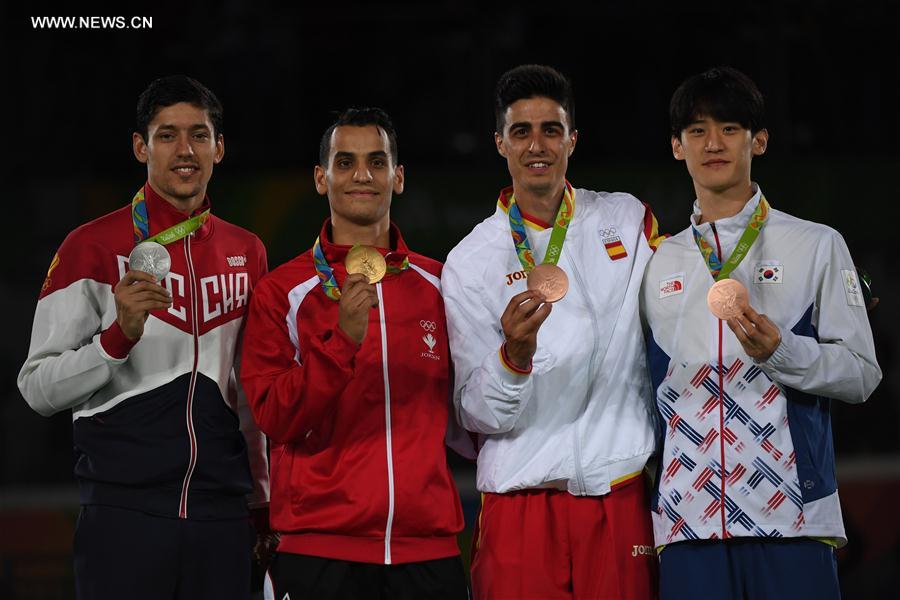 （里约奥运会·领奖台）（4）跆拳道——男子68公斤级：约旦选手夺冠