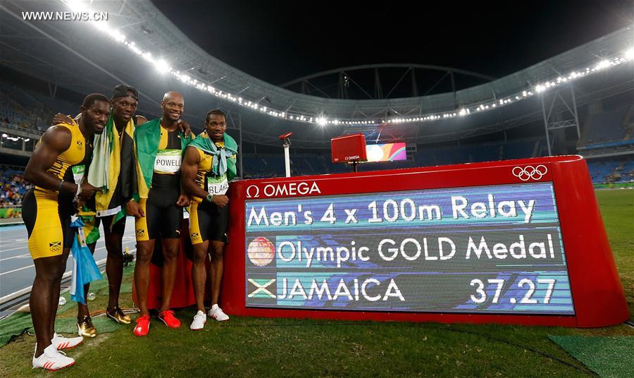 （里约奥运会·夺冠一刻）（25）田径——男子4x100米接力：牙买加队夺冠