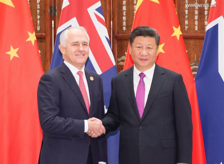 （杭州G20·时政）习近平会见澳大利亚总理特恩布尔