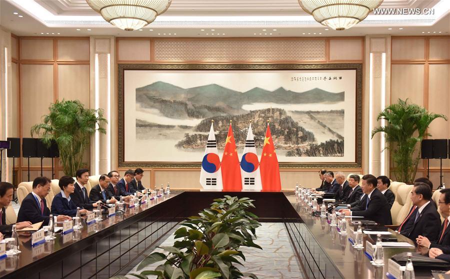 （杭州G20·XHDW）习近平会见韩国总统朴槿惠                  