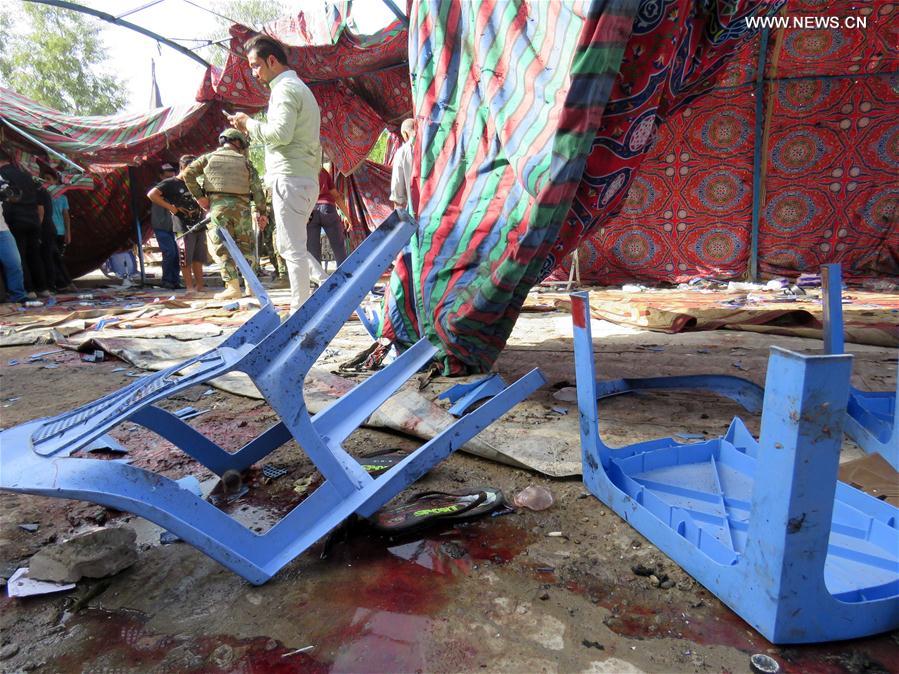 الصورة: ارتفاع حصيلة تفجير انتحاري شمال شرقي بغداد الى 32 قتيلا