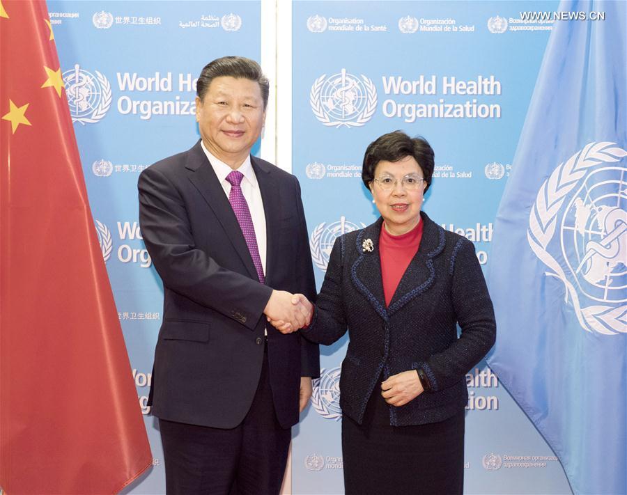 （XHDW）习近平访问世界卫生组织并会见陈冯富珍总干事