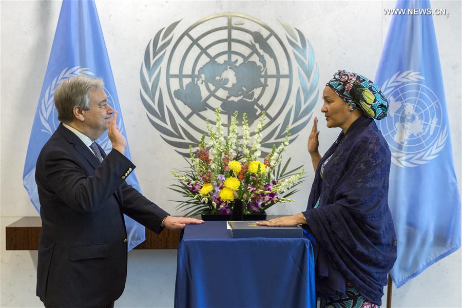 （国际）（1）联合国常务副秘书长阿明娜·穆罕默德宣誓就职