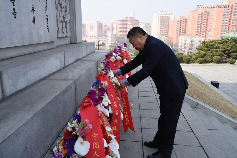 （XHDW）（1）中国驻朝鲜使馆清明祭奠志愿军烈士