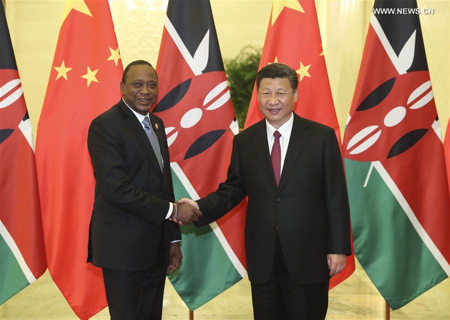 （一带一路·高峰论坛）习近平会见肯尼亚总统肯雅塔