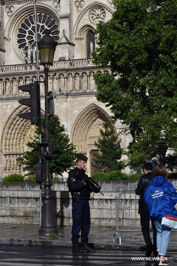 （国际）（8）法国巴黎圣母院前广场一男子袭警