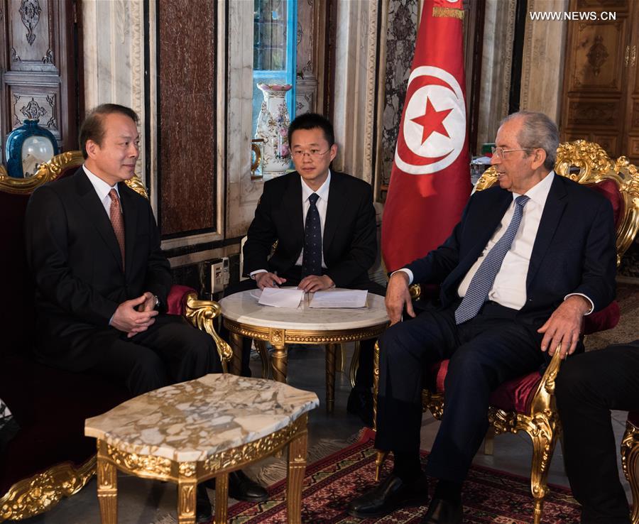 الصورة: رئيس تحرير وكالة الأنباء الصينية "شينخوا" يلتقي رئيس البرلمان التونسي في تونس