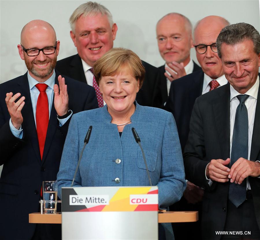 （国际）（1）默克尔领导的联盟党获得德国联邦议院选举最多选票