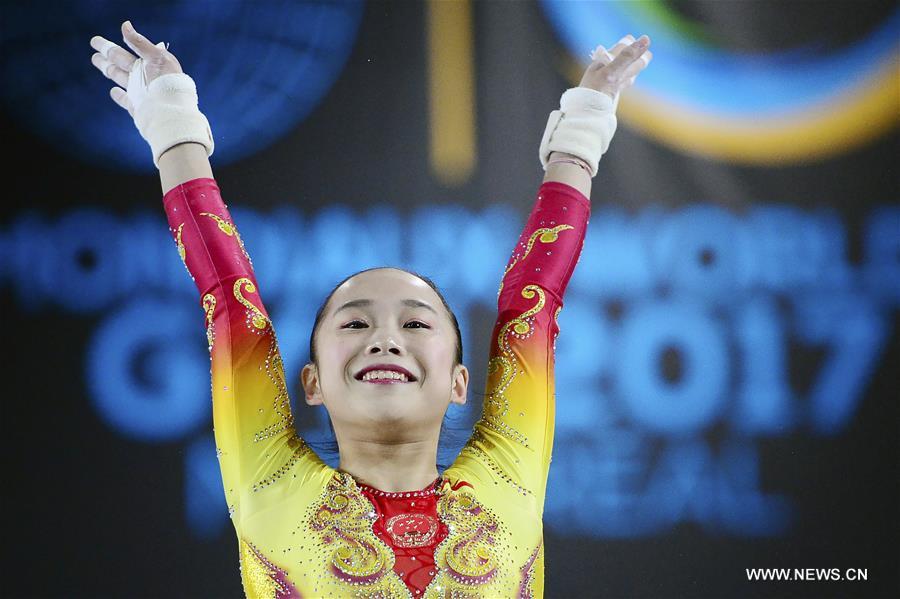 （体育）（1）体操——世锦赛：范忆琳女子高低杠夺冠