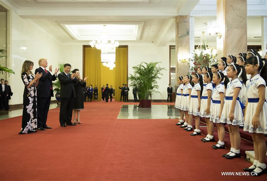 （XHDW）（5）习近平为美国总统特朗普举行欢迎仪式 