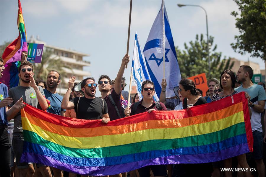 الصورة : مظاهرة في القدس احتجاجا على عدم السماح للمثليين جنسيا بالاستعانة بأم بديلة 