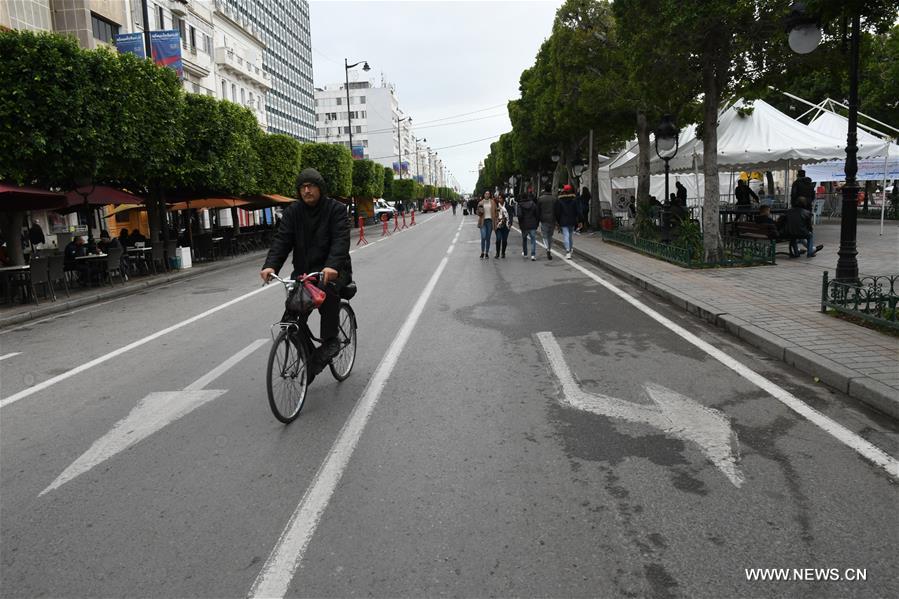 الصورة: تونس تنظّم يوما "بدون سيارات" في شارع الحبيب بورقيبه