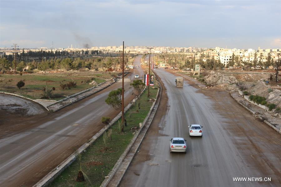 الصورة: افتتاح الطريق الدولي دمشق-حلب رسميا أمام حركة السير والمرور