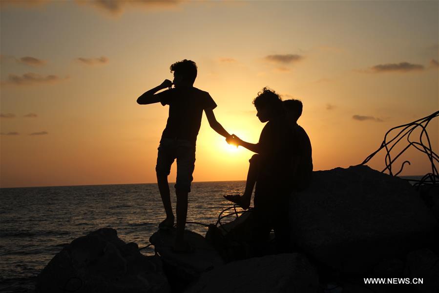 MIDEAST-GAZA CITY-SEASIDE-SUNSET