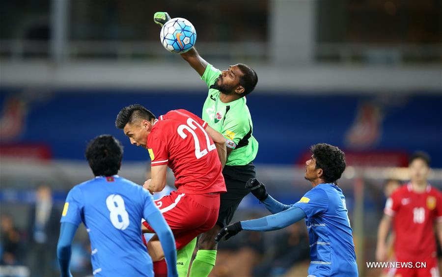 （体育）（21）足球——世预赛：中国胜马尔代夫