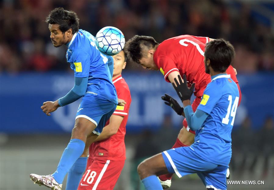 （体育）（19）足球——世预赛：中国胜马尔代夫