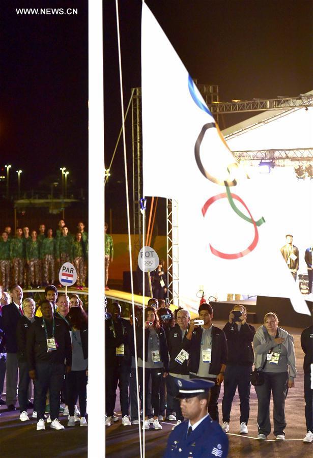 (SP)BRAZIL-RIO DE JANEIRO-OLYMPICS-FLAG RAISING CEREMONY-REFUGEE OLYMPICS TEAM