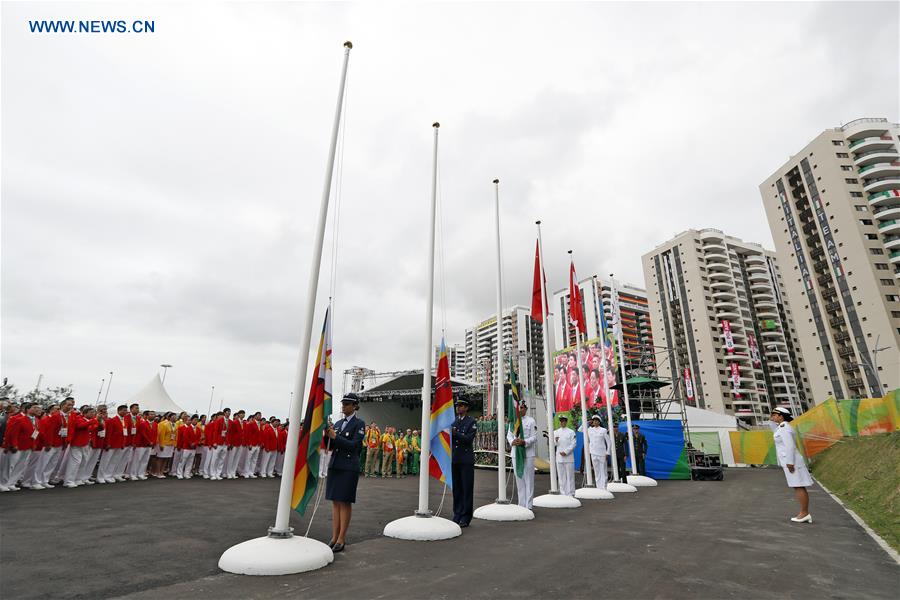 （里约奥运会）中国代表团举行升旗仪式