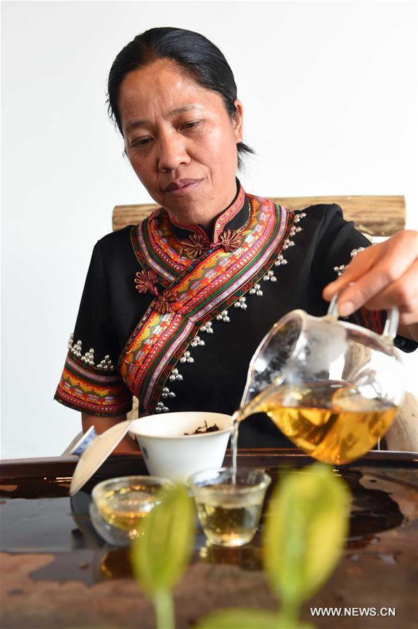 الصورة: "أم الشاي" الشهيرة في منطقة جبلية بجنوب غربي الصين