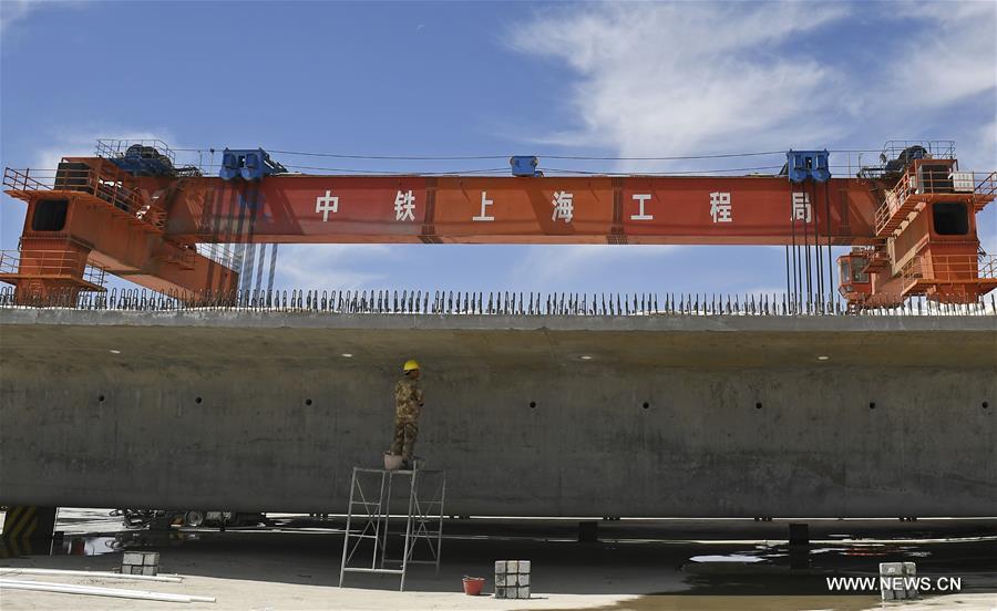 الصورة: بناء السكك الحديدية الفائقة السرعة بشمال غربي الصين