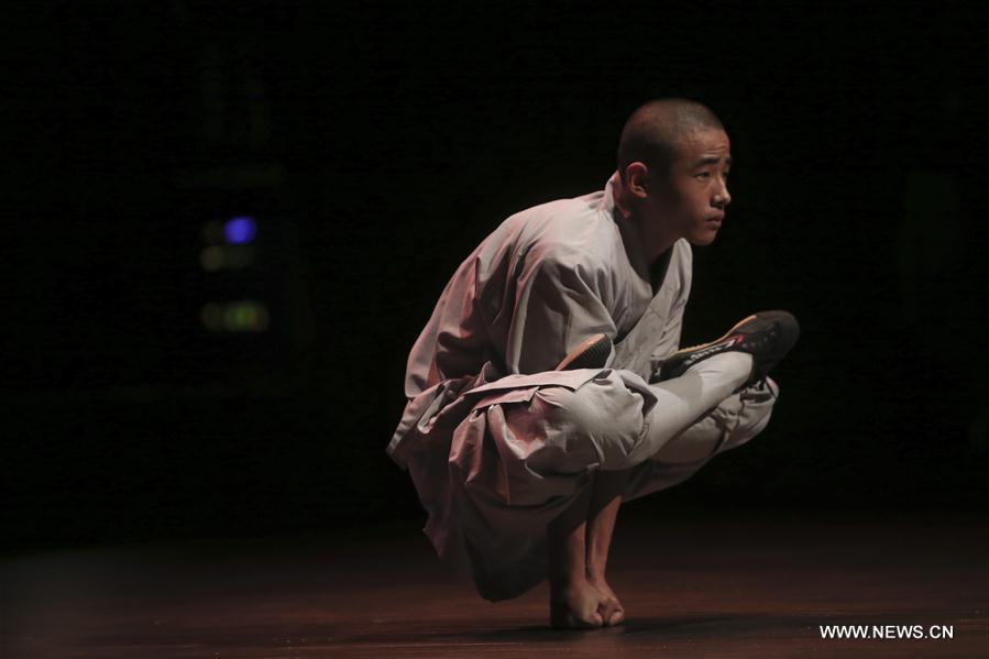 الصورة: رهبان معبد شاولين الصيني يؤدون عروضا لرياضة الـ "كونغ فو" بالضفة الغربية