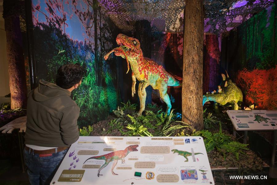 الصورة: افتتاح معرض للديناصورات في مدينة بيت لحم بالضفة الغربية