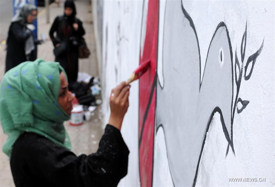 الصورة: جدارية تدعو إلى السلام ونبذ الحرب في اليمن