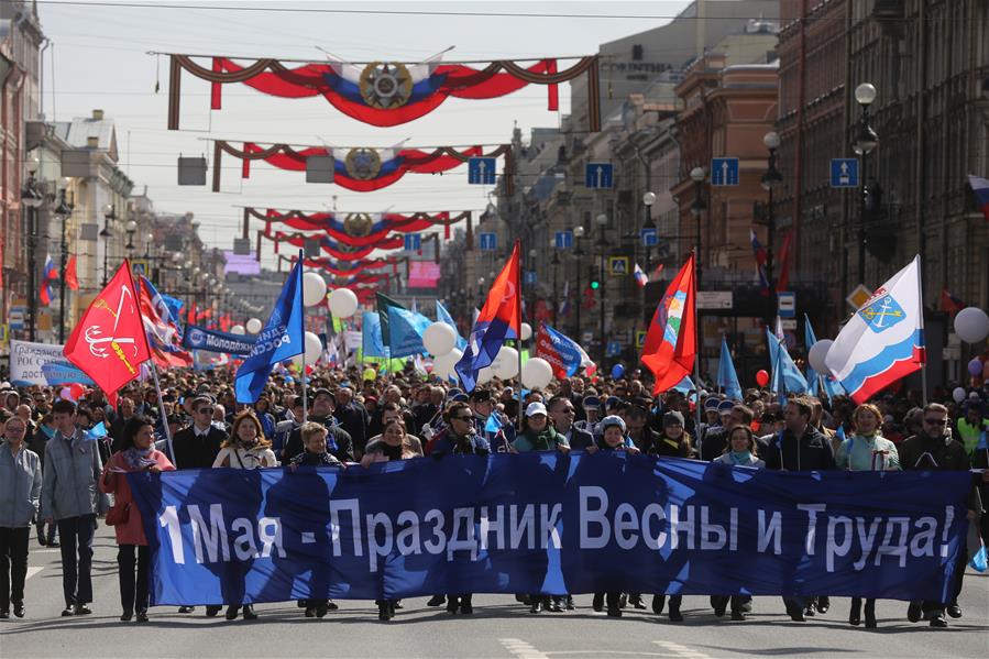 （国际）（2）圣彼得堡举行“五一”劳动节游行