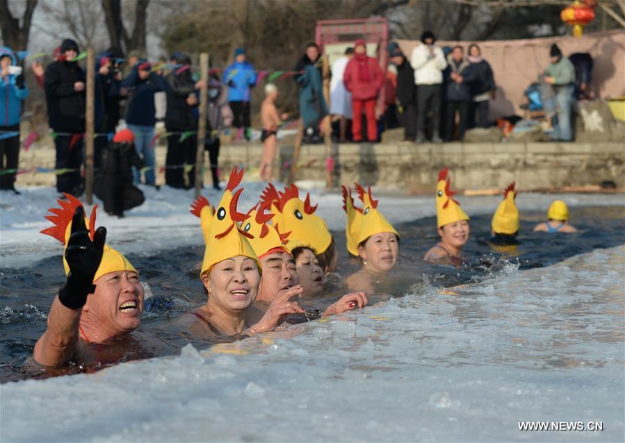  الصورة: السباحة الشتوية خلال عيد الربيع بشمال الشرقي الصين
