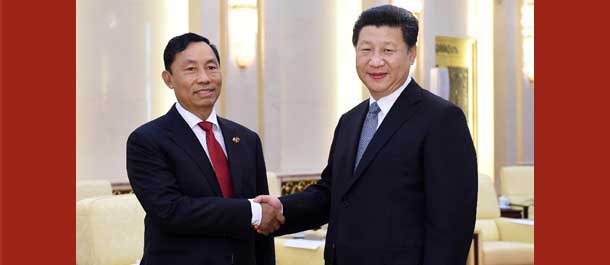 الرئيس الصيني يلتقى برئيس الحزب الحاكم فى ميانمار
