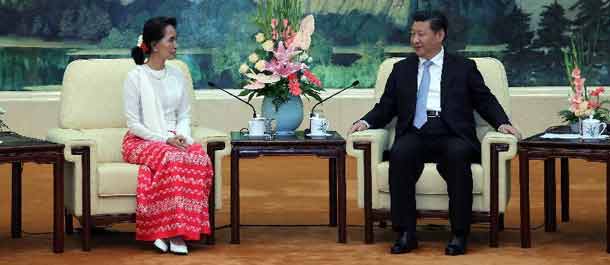 الرئيس الصيني يلتقي بأونج سان سو كي