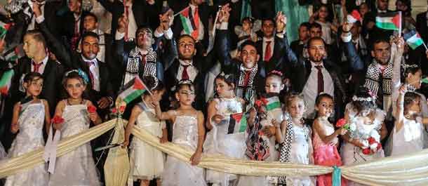 حفلة الزفاف الجماعية في غزة