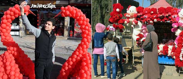 الناس تحتفل بيوم الحب في العراق وسوريا