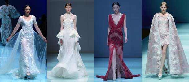 لمحة عن التصميمات لفساتين الزفاف في أسبوع الموضة ببكين