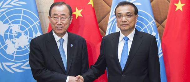 رئيس مجلس الدولة الصينى يجتمع مع الأمين العام للأمم المتحدة