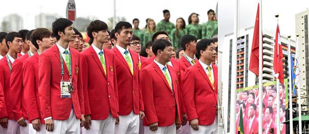 مراسم رفع العلم الصيني في القرية الأولمبية