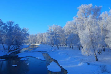 المناظر الجميلة للشتاء في شمال شينجيانغ