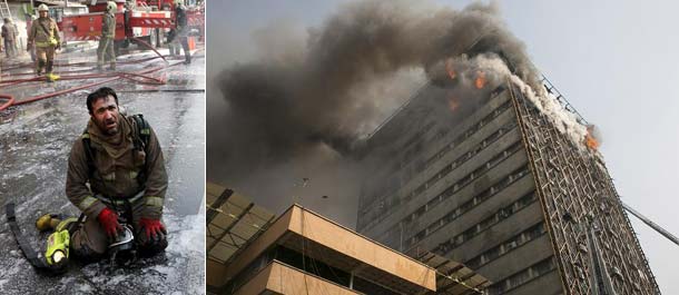 انهيار مبنى تجاري مكون من 16 طابقا في طهران