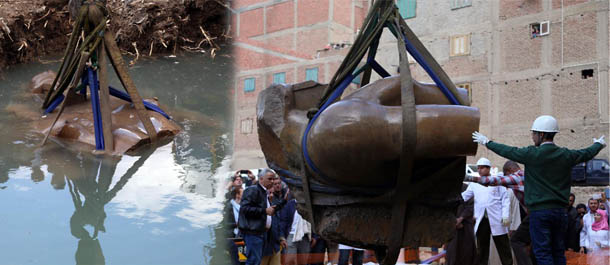 استخراج الجزء الثاني من تمثال الملك "رمسيس الثاني" بالقاهرة