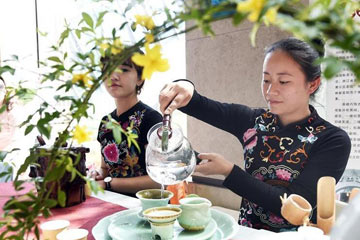اقامة فعاليات الاستمتاع بالشاي في مقاطعة تشجيانغ