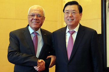 (منتدى الحزام والطريق) كبير المشرعين الصينيين يجتمع مع مسؤول فلسطيني
