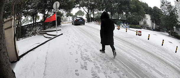 تساقط الثلوج في مدينة تشانغشا