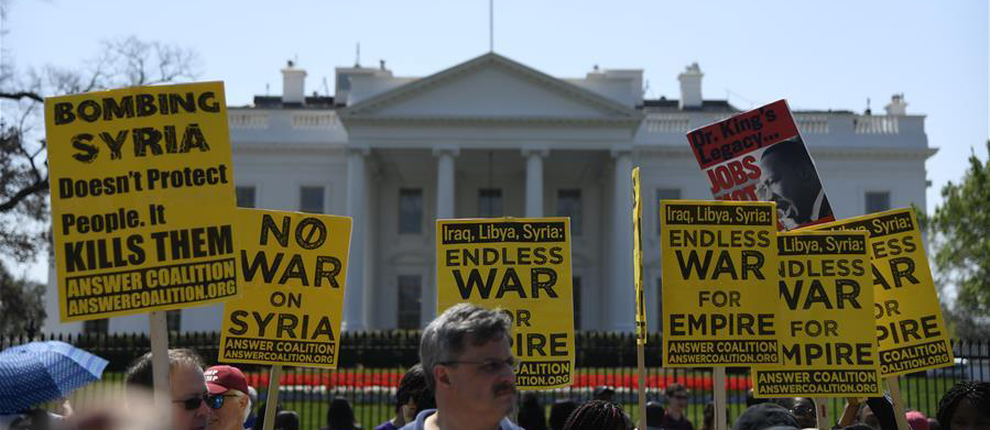 تظاهرات في العاصمة الأمريكية احتجاجا على الضربات ضد سوريا