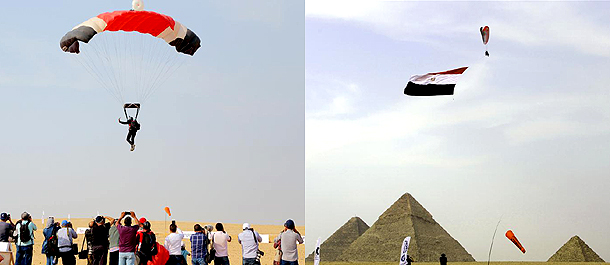 مقالة خاصة: رياضيون من 16 دولة يحلقون بالمظلات فوق الأهرامات للترويج للسياحة في مصر