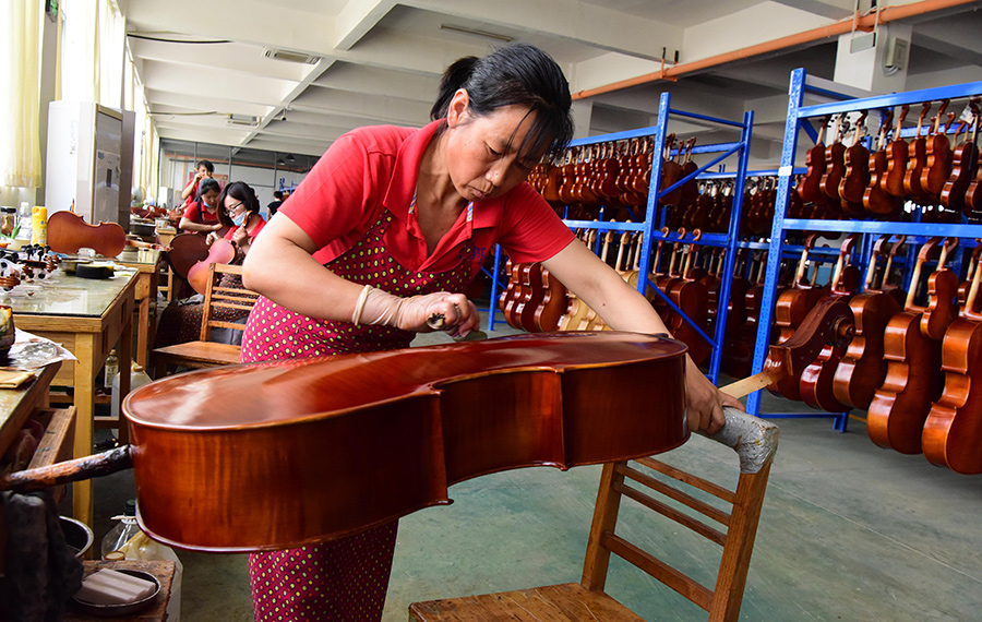 قاعدة انتاج الكمان في وسط الصين