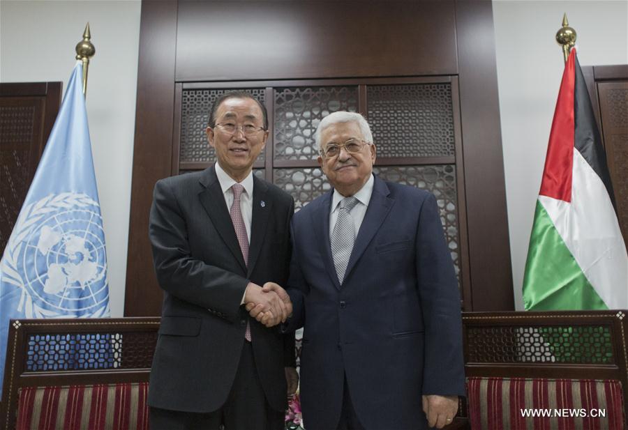 (国际)(1)阿巴斯会见潘基文 承诺恪守两国方案